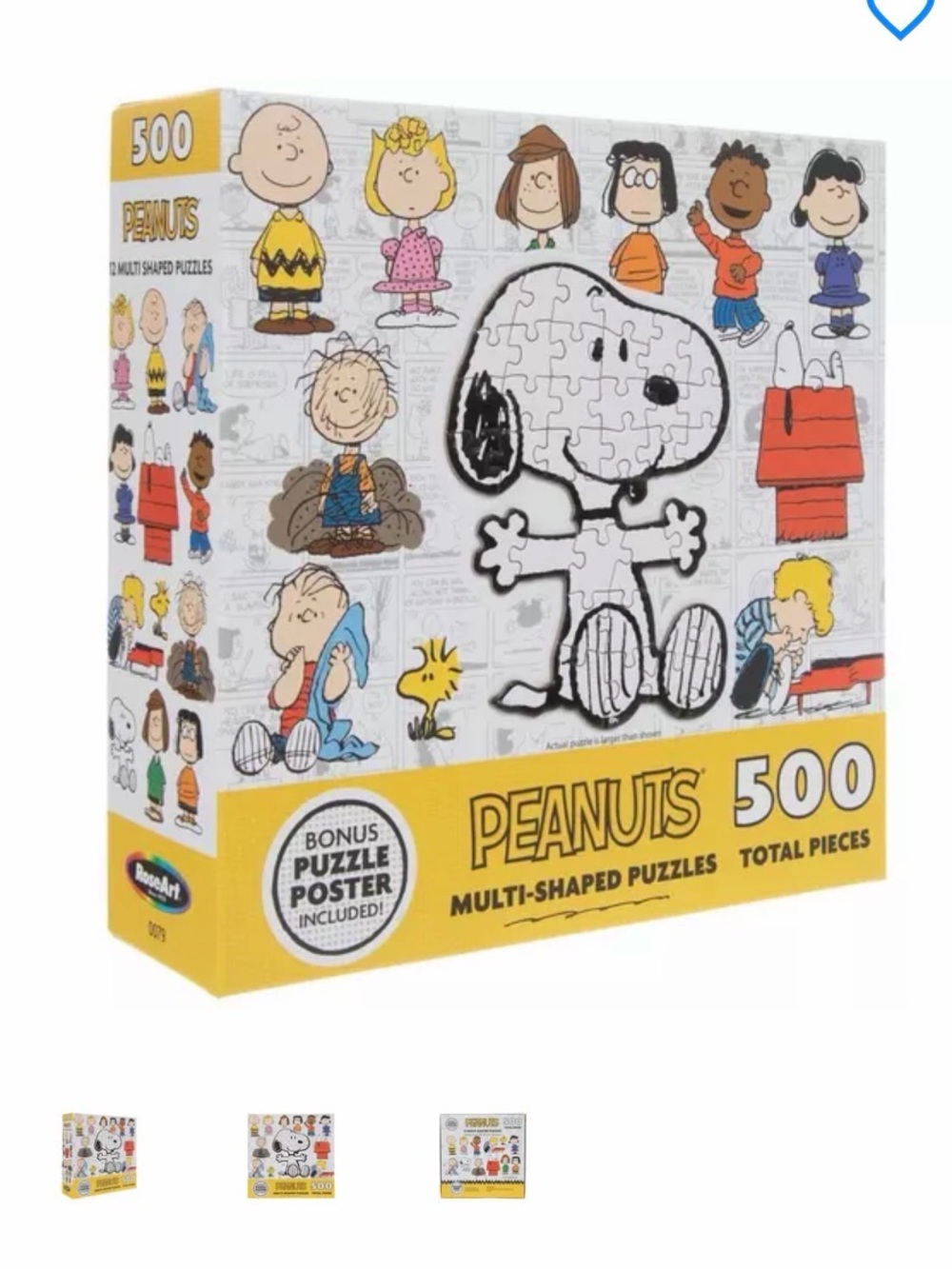 NEW Peanuts Snoopy 500-Piece Puzzle 12-Multi Shaped Puzzles Charlie Brown & Gang